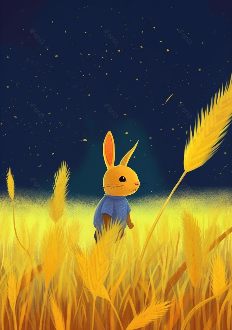 夜晚兔子节气芒种插画背景,插画/手绘图,插画/手绘图库,插画/手绘图下载,插画/手绘